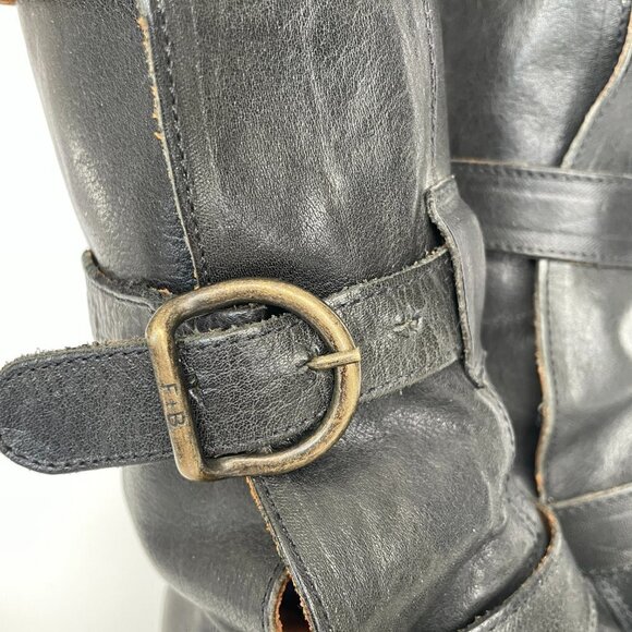 Fiorentini + Baker Leather Knee High Eternity Boots Triple Buckle Strap Black 5 - Picture 7 of 12